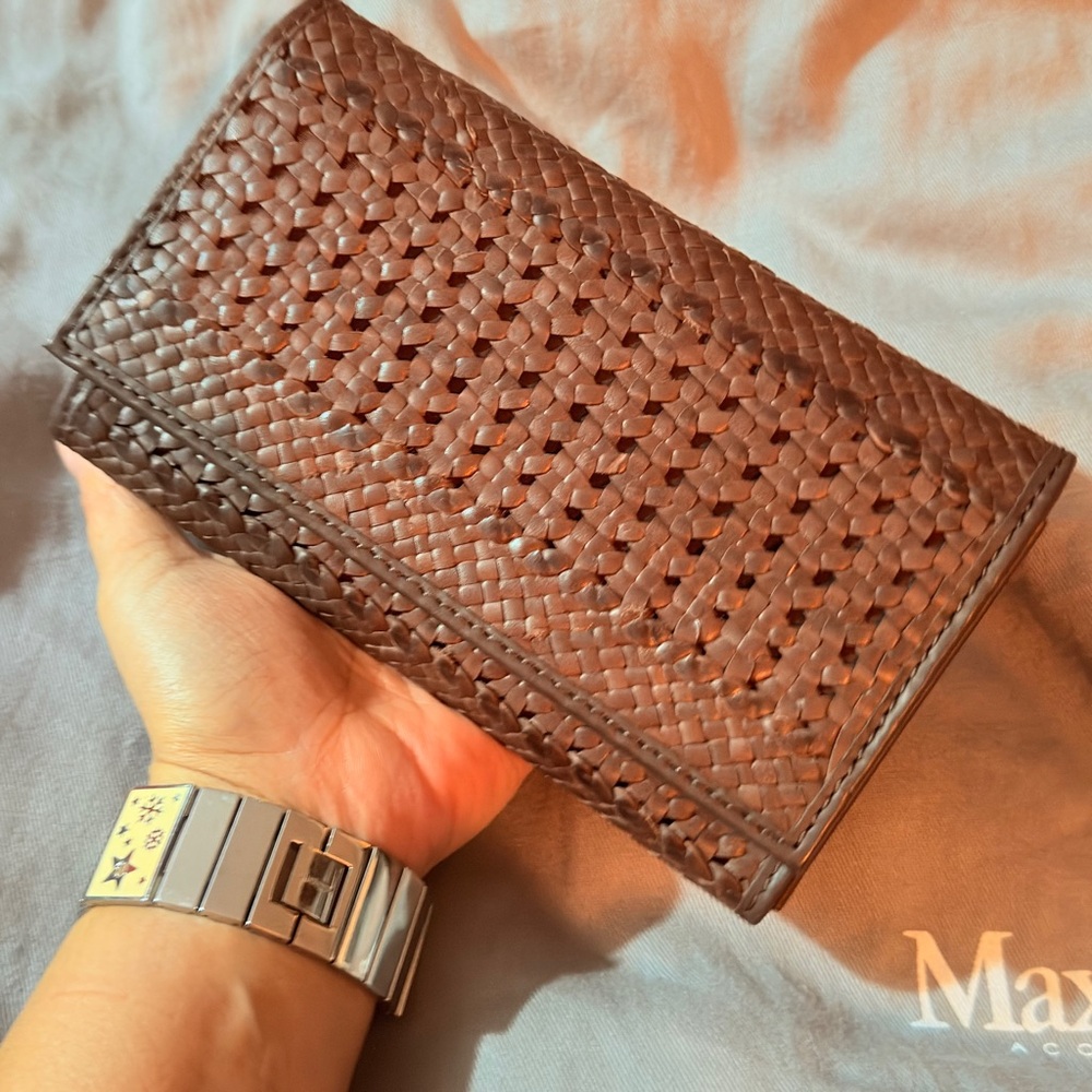 MaxMara Chestnut Woven Clutch